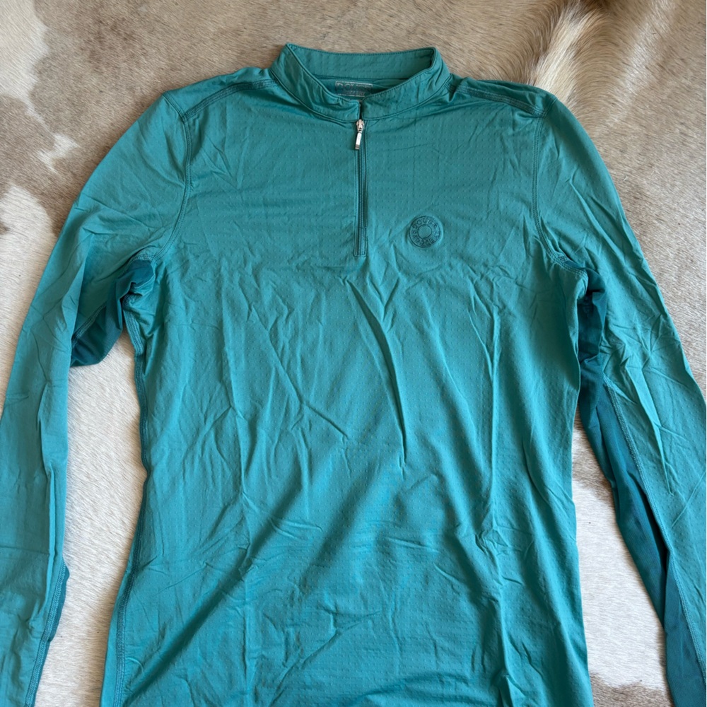 Dover Saddlery Long-Sleeve Teal Quarter-Zip Riding Top